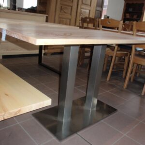 Table frêne pied central inox Riedisheim 0